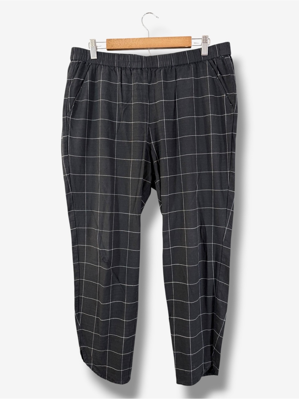 Marine Layer Allison Pants XL Black White Grid Print Ankle Pull On Casual